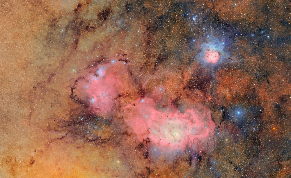 Image of Trifid and Lagoon Nebulas from the Vera C. Rubin Observatory. Credits: NSF–DOE Vera C. Rubin Observatory